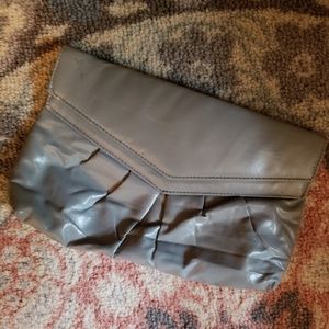 Gray 12 Inch Clutch Faux Leather